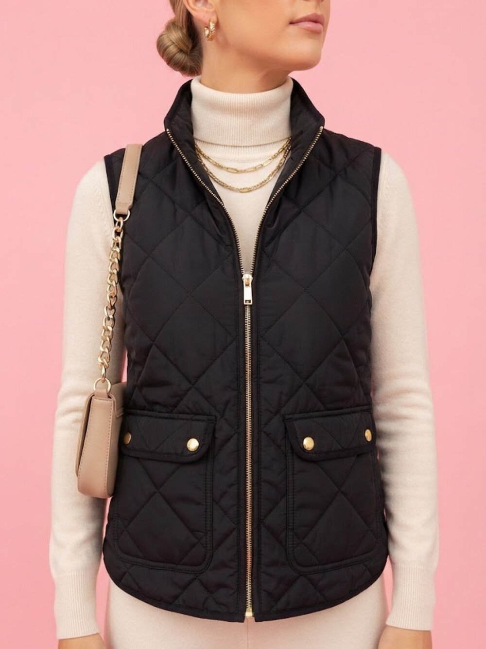 J. Crew Black Diamond Quilted Puffer Vest Jacket